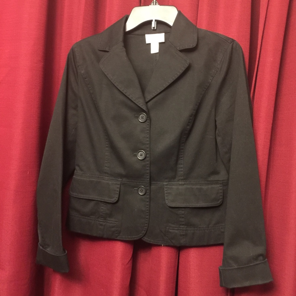 Anne‎ Taylor Loft-Black: Button Up Jacket-Size:4